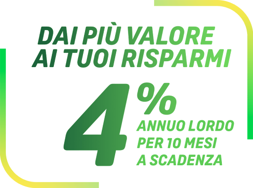 scritta 4 percento annuo lordo per 10 mesi a scadenza