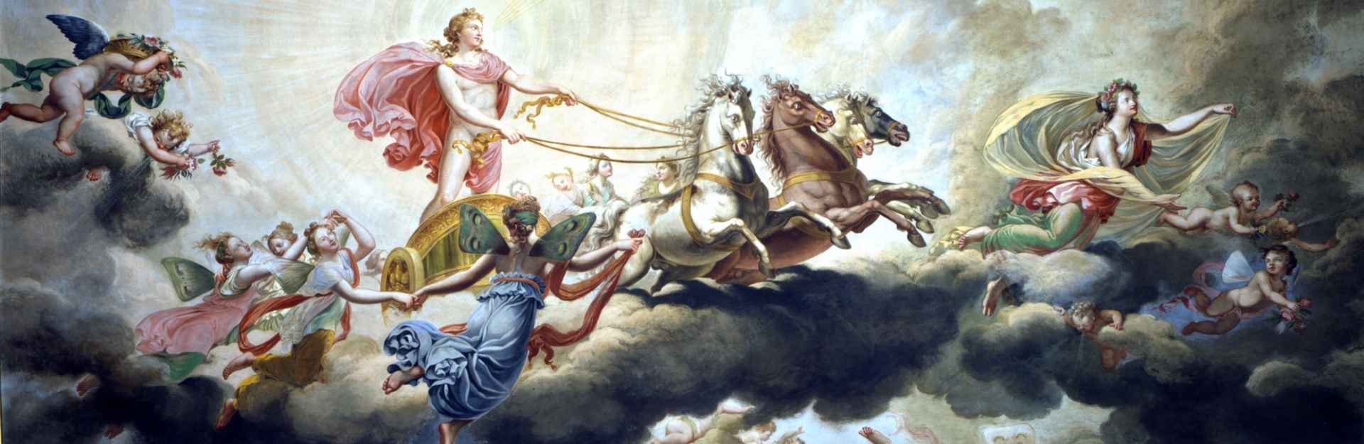 Affresco con Apollo sul carro del Sole in un ambiente molto suggestivo che era lo studio del conte Spalletti Trivelli.